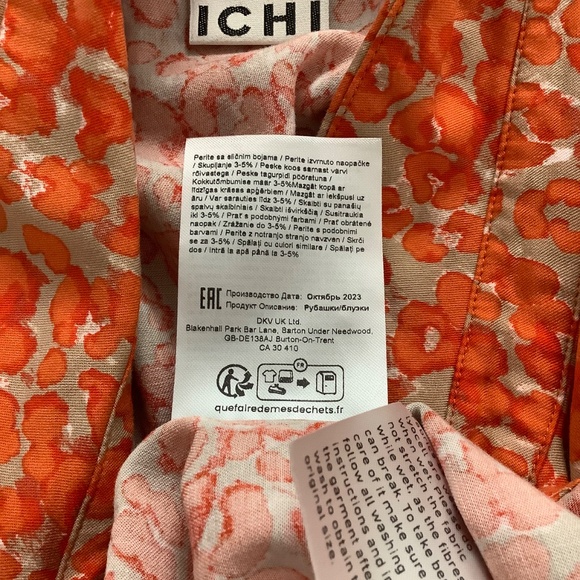 Ichi Flowy Orange Floral Shirt XL 40:bust - Picture 9 of 11
